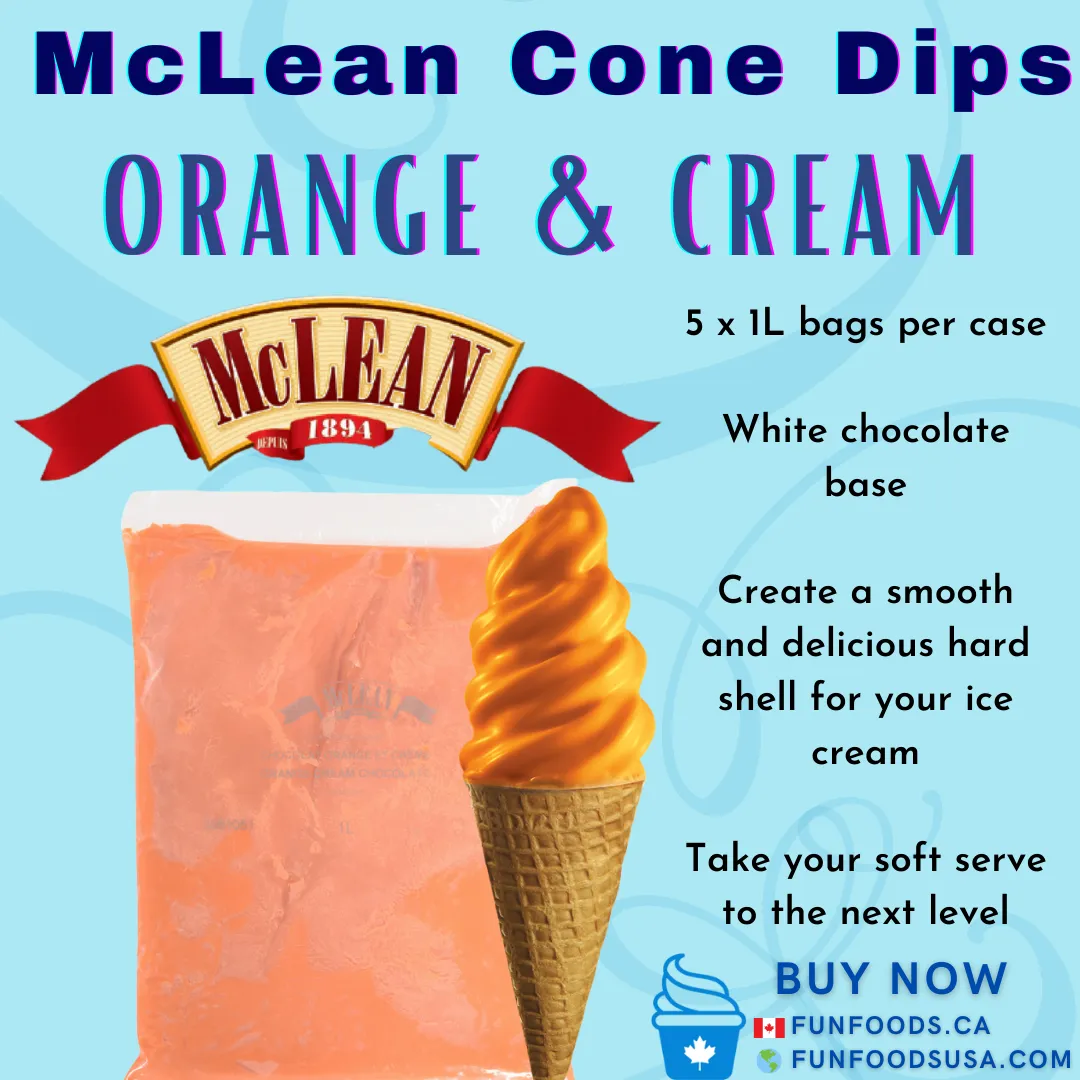 Orange and Cream Chocolate Cone Dip Coating (Case = 5 x 1L Bags) by McLean Canada