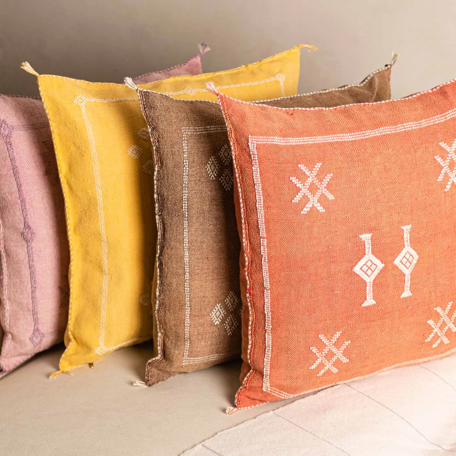 Orange  Cactus silk pillow cover