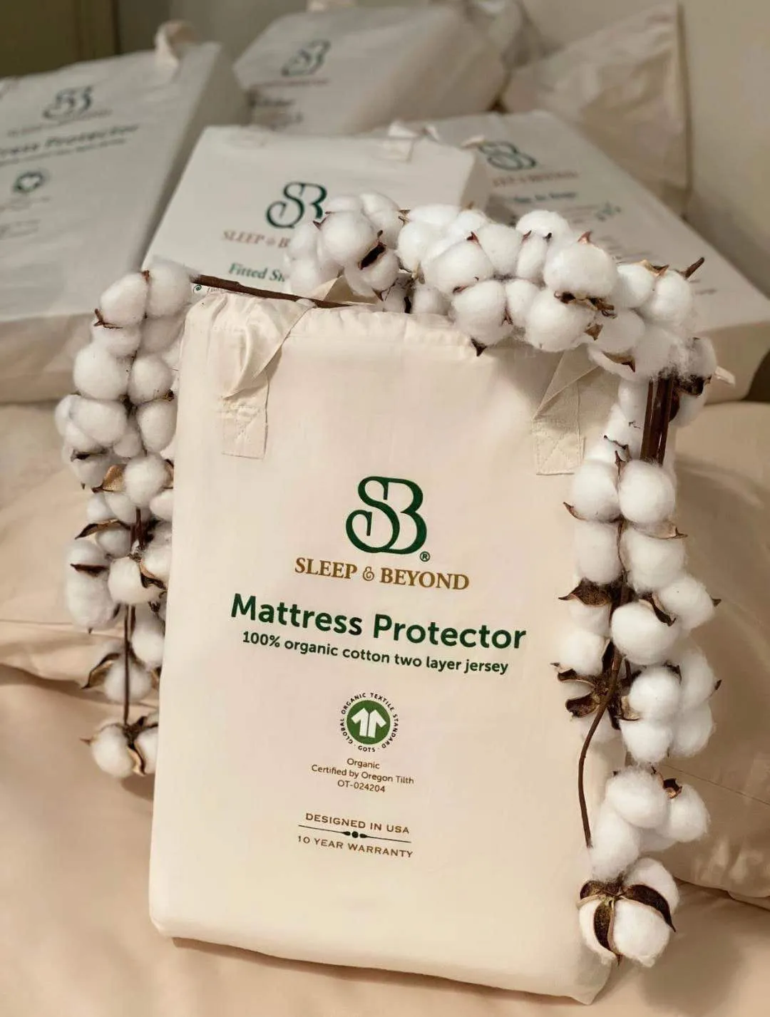 Organic Cotton Waterproof Mattress Protector by Sleep & Beyond