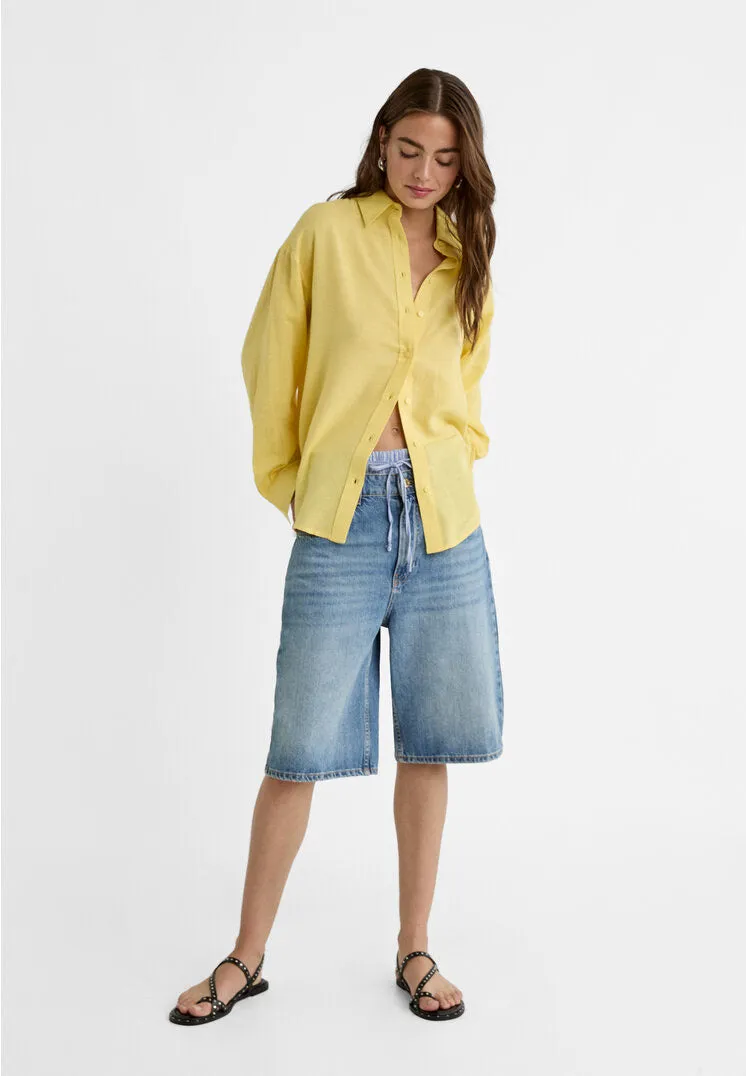 Oversize Linen blend shirt Yellow