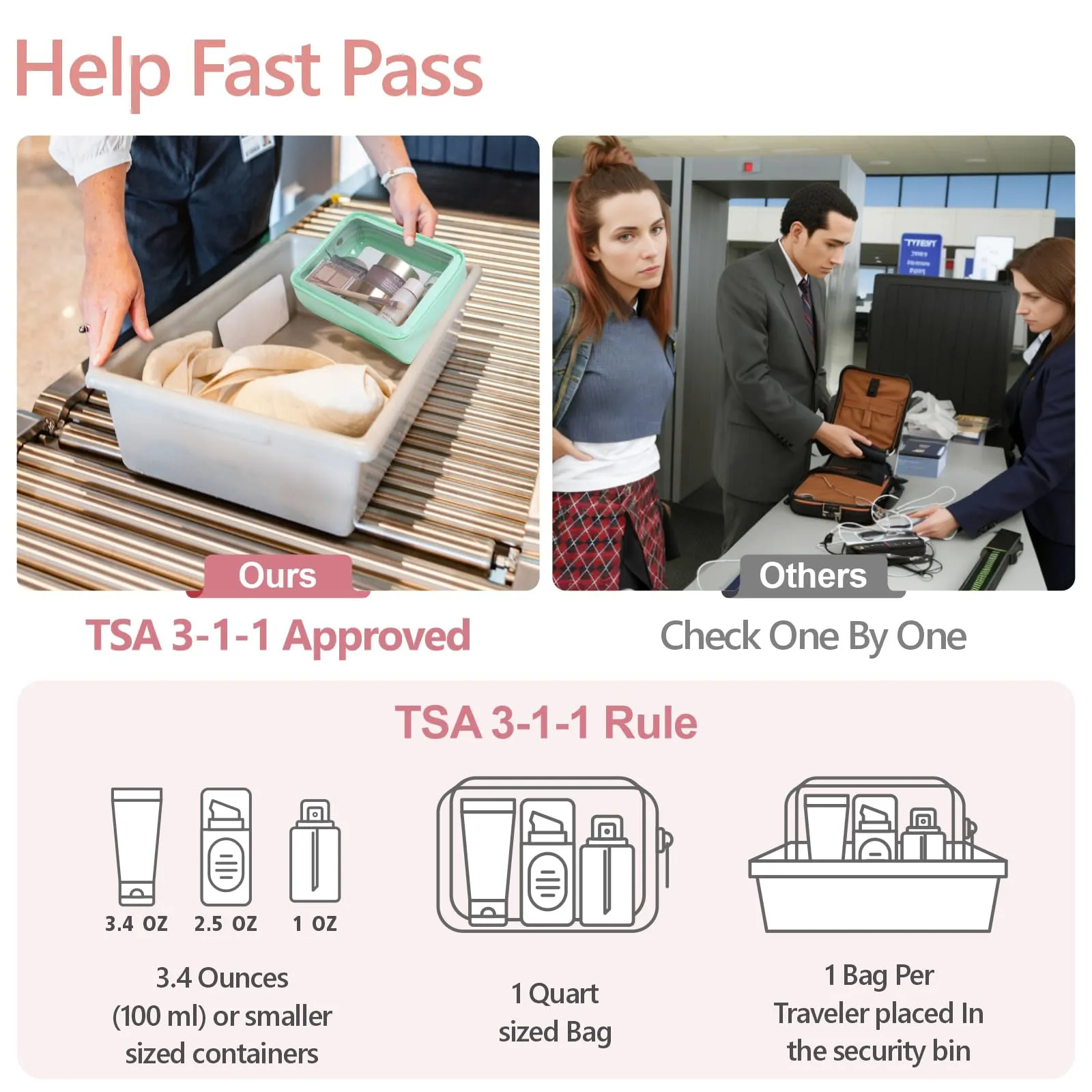 PACKISM TSA Approved Toiletry Bag - Amazing Color-Edged Clear Makeup Bag, 3 Pack in Spacious Space, Reusable Clear Toiletry Bags with Great Value, Green