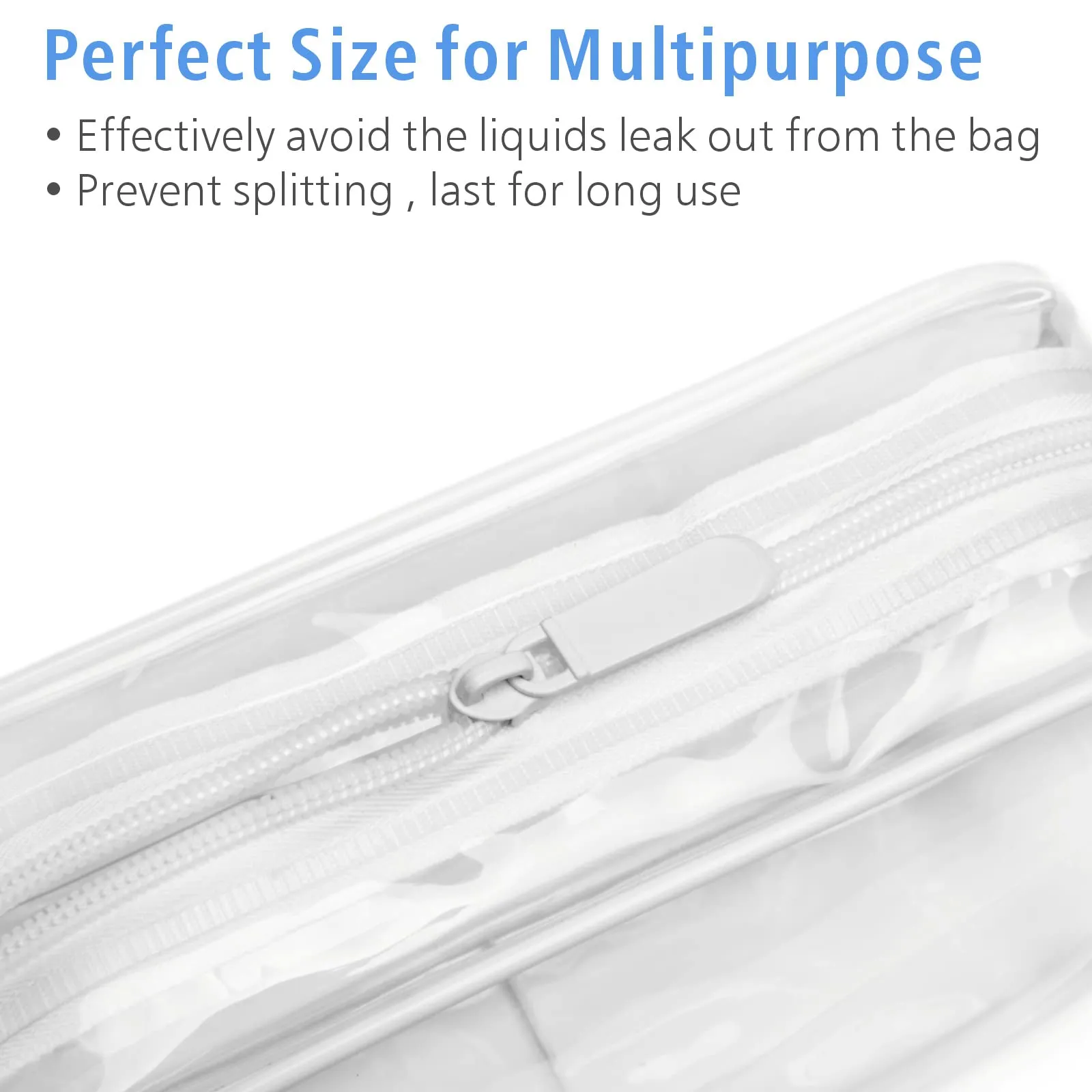 PACKISM TSA Approved Toiletry Bag - Clear Makeup Bags in 2 Size, Durable with Supporting Frame, Perfect for Travel Essentials, Carry-on Airport Airline Compliant Bag, White
