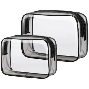 PACKISM TSA Approved Toiletry Bags - 2 Pack Clear Toiletry Bags Clear Travels Bags for toiletries, Clear Cosmetic Bags with Zipper Carry on Toiletry Bag Airport Airline Compliant Bag, Black