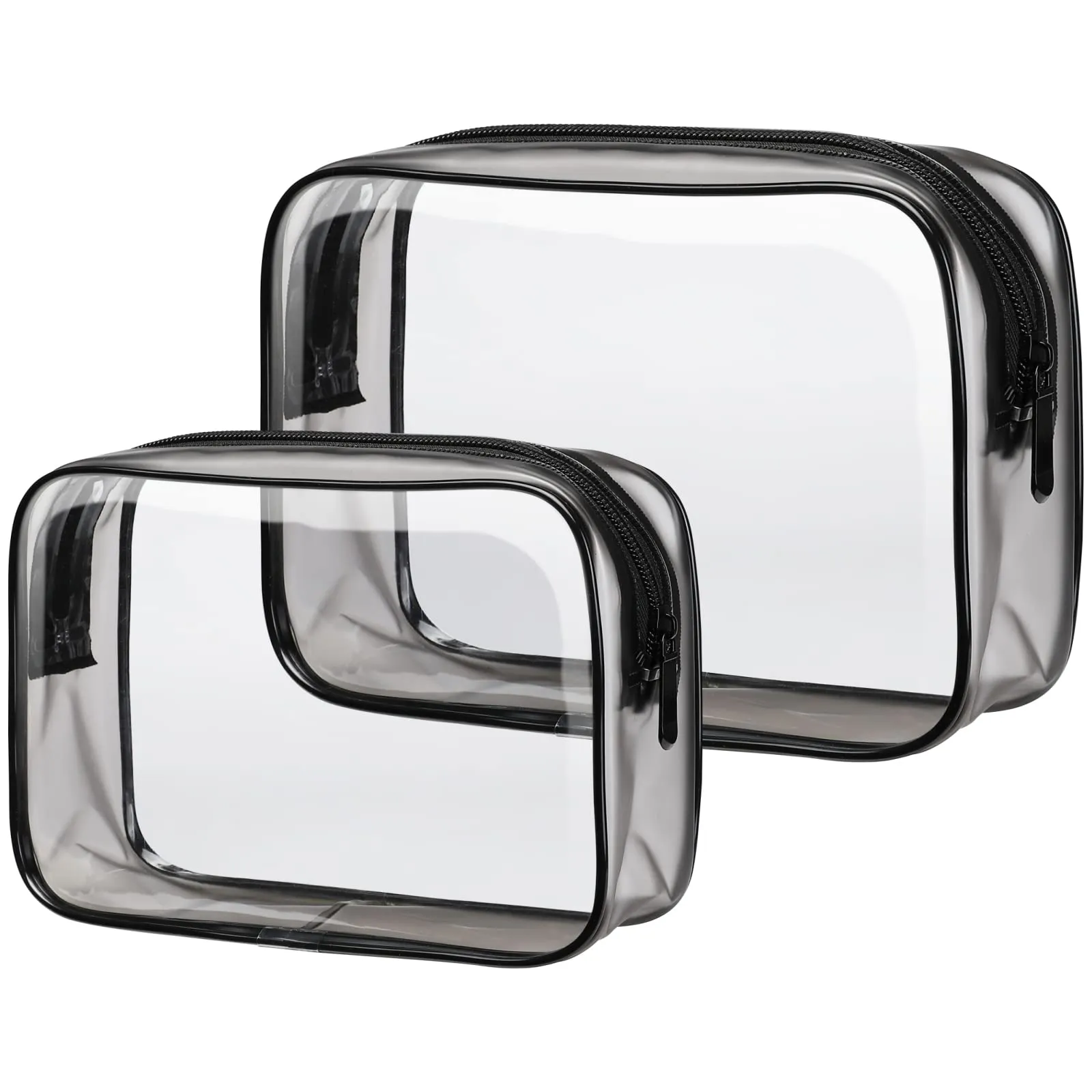 PACKISM TSA Approved Toiletry Bags - 2 Pack Clear Toiletry Bags Clear Travels Bags for toiletries, Clear Cosmetic Bags with Zipper Carry on Toiletry Bag Airport Airline Compliant Bag, Black