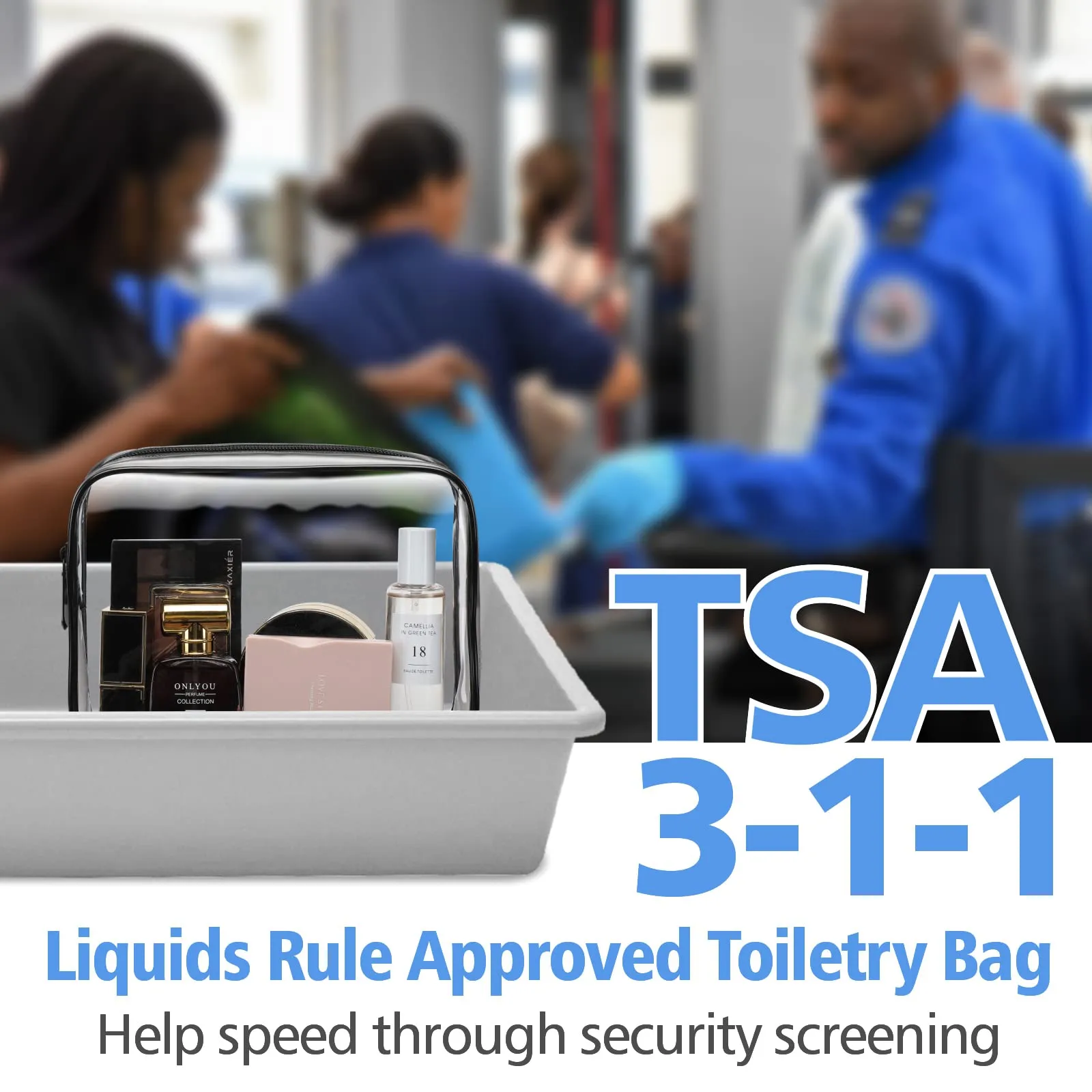 PACKISM TSA Approved Toiletry Bags - 2 Pack Clear Toiletry Bags Clear Travels Bags for toiletries, Clear Cosmetic Bags with Zipper Carry on Toiletry Bag Airport Airline Compliant Bag, Black