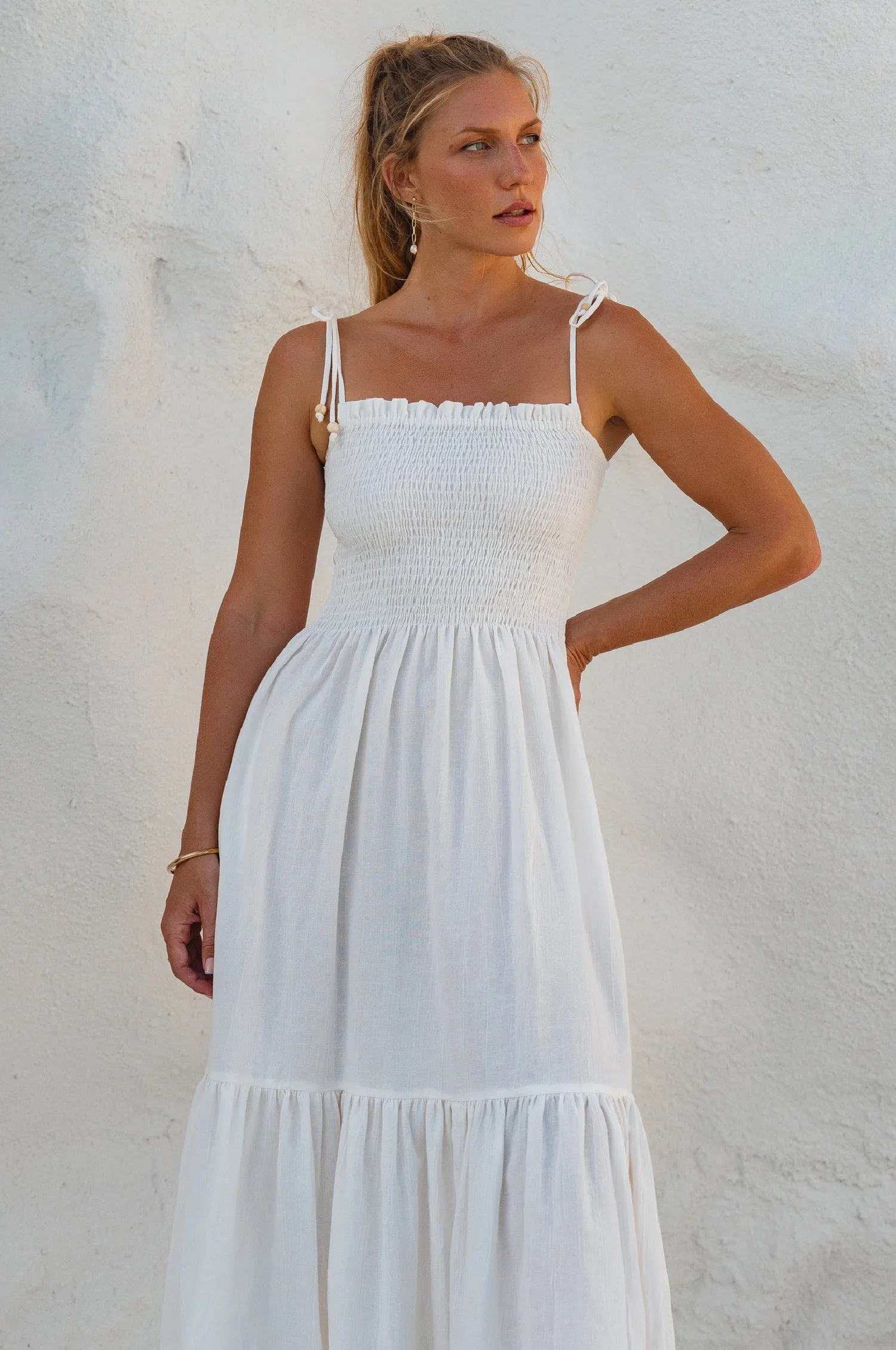 Paradiso Linen Midi Dress – Lightweight Crinkle Linen