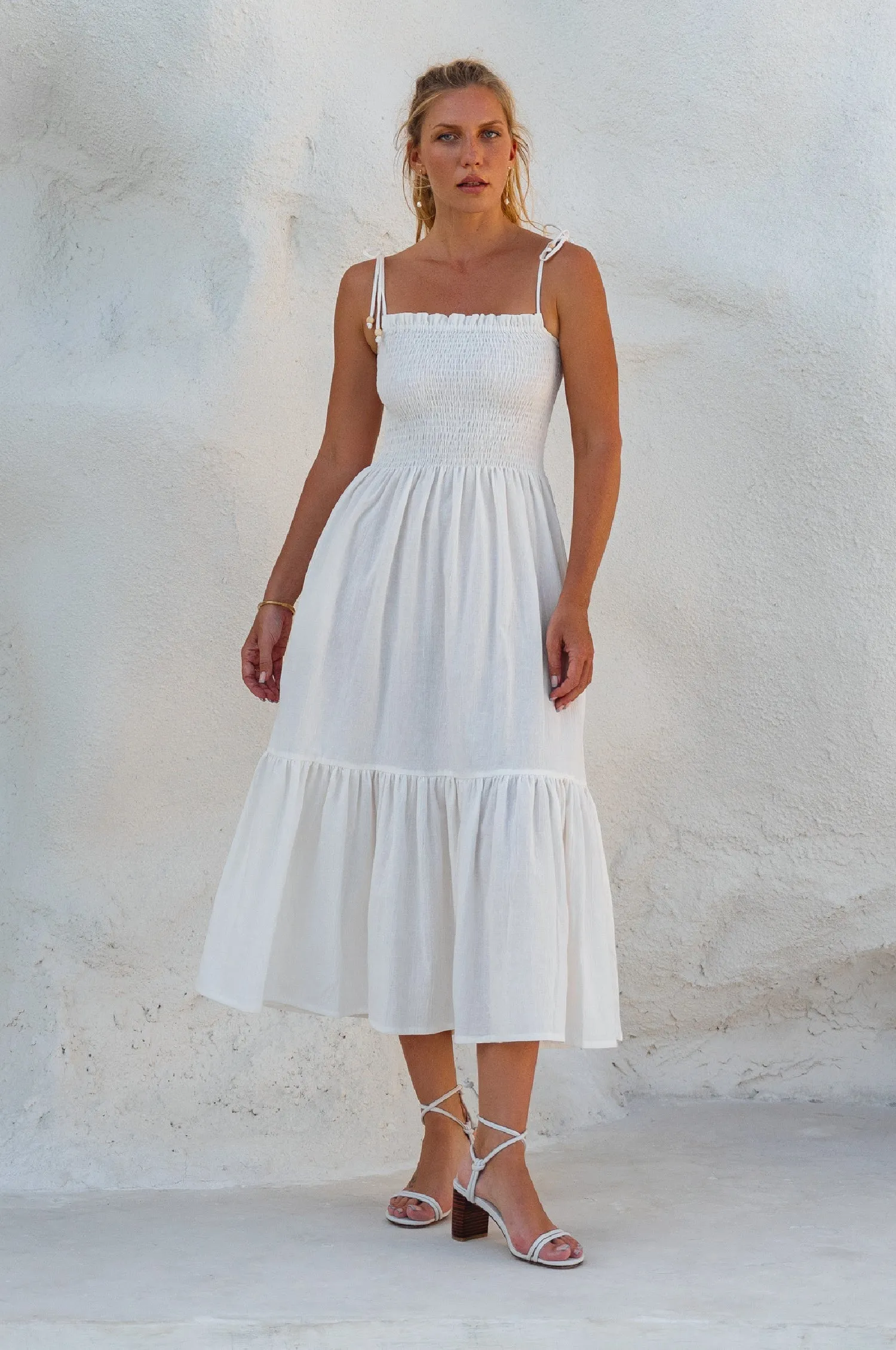 Paradiso Linen Midi Dress – Lightweight Crinkle Linen