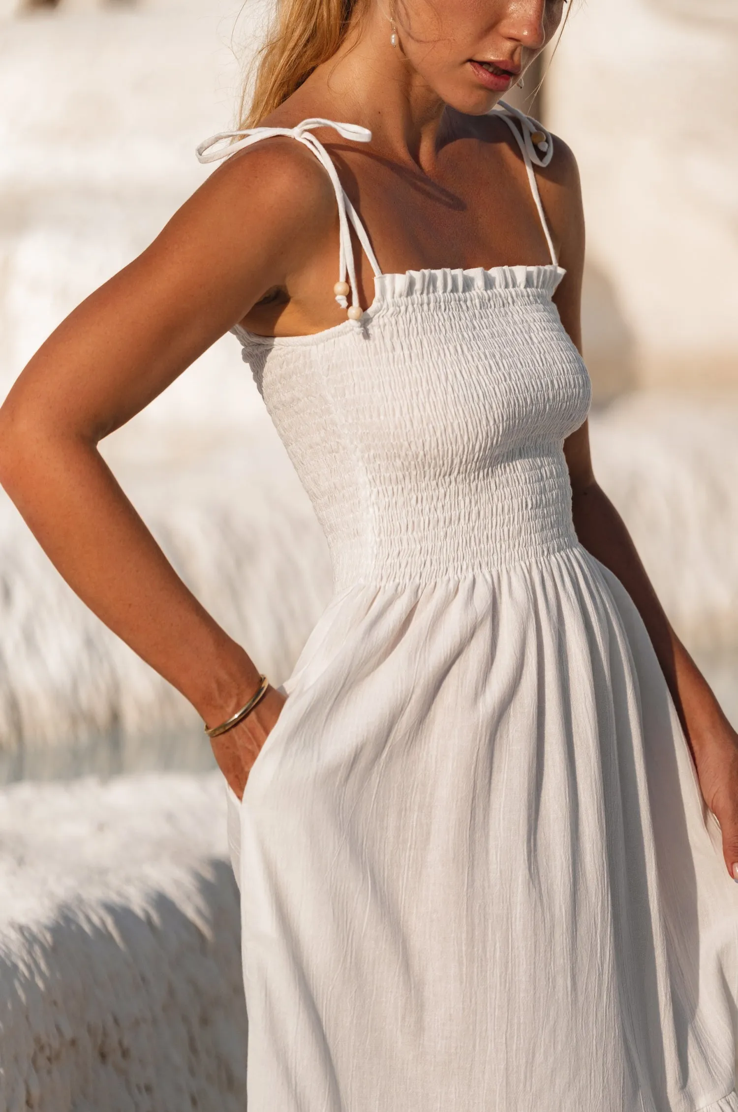 Paradiso Linen Midi Dress – Lightweight Crinkle Linen