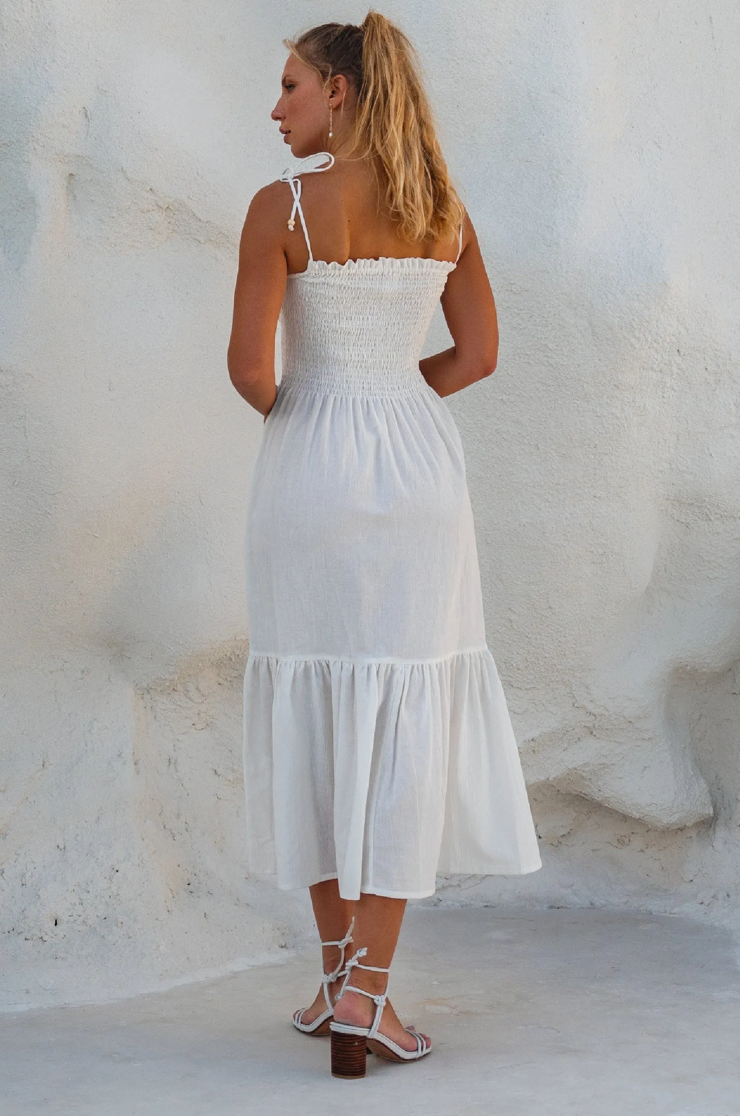 Paradiso Linen Midi Dress – Lightweight Crinkle Linen