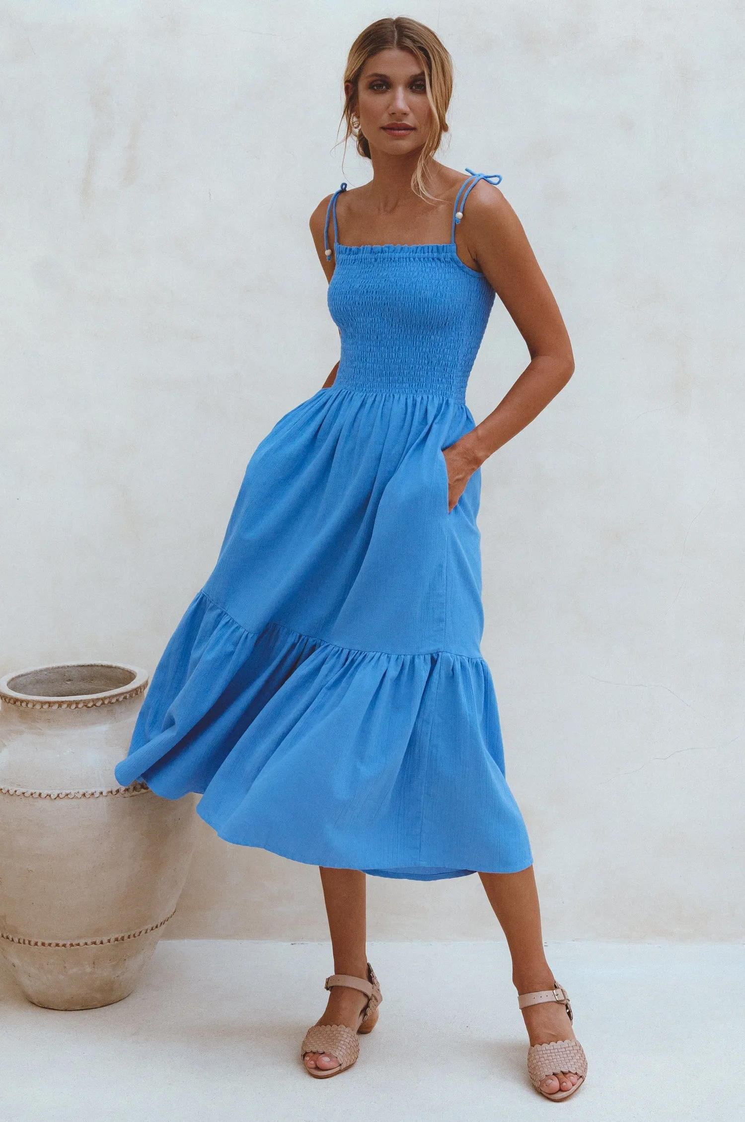 Paradiso Linen Midi Dress – Lightweight Crinkle Linen