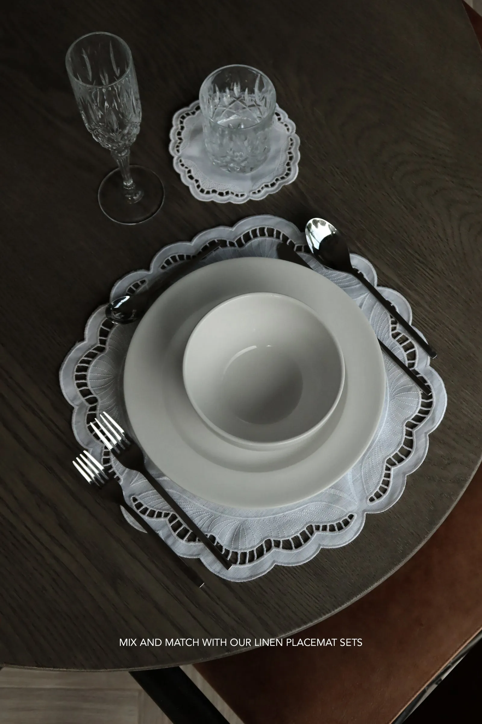 Passiflora Linen Ivory Coaster Set