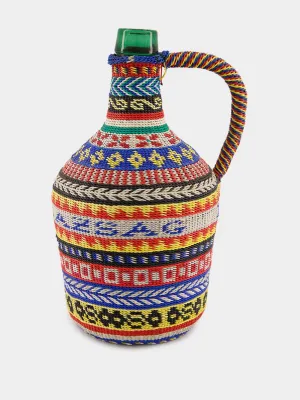 Patterned Woven Glass Flask with Handle