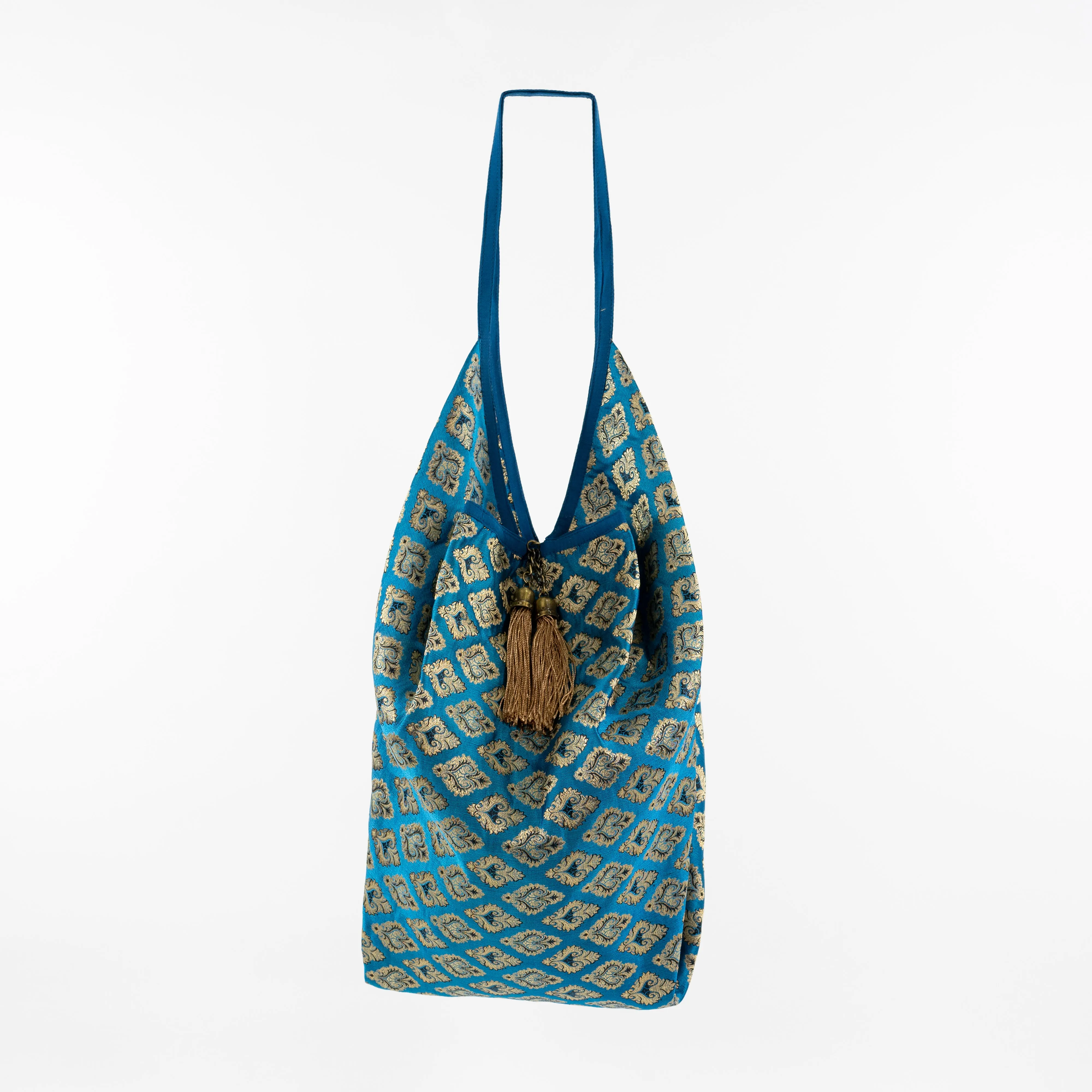 Peacock Feather Blue | Banaras Jhola