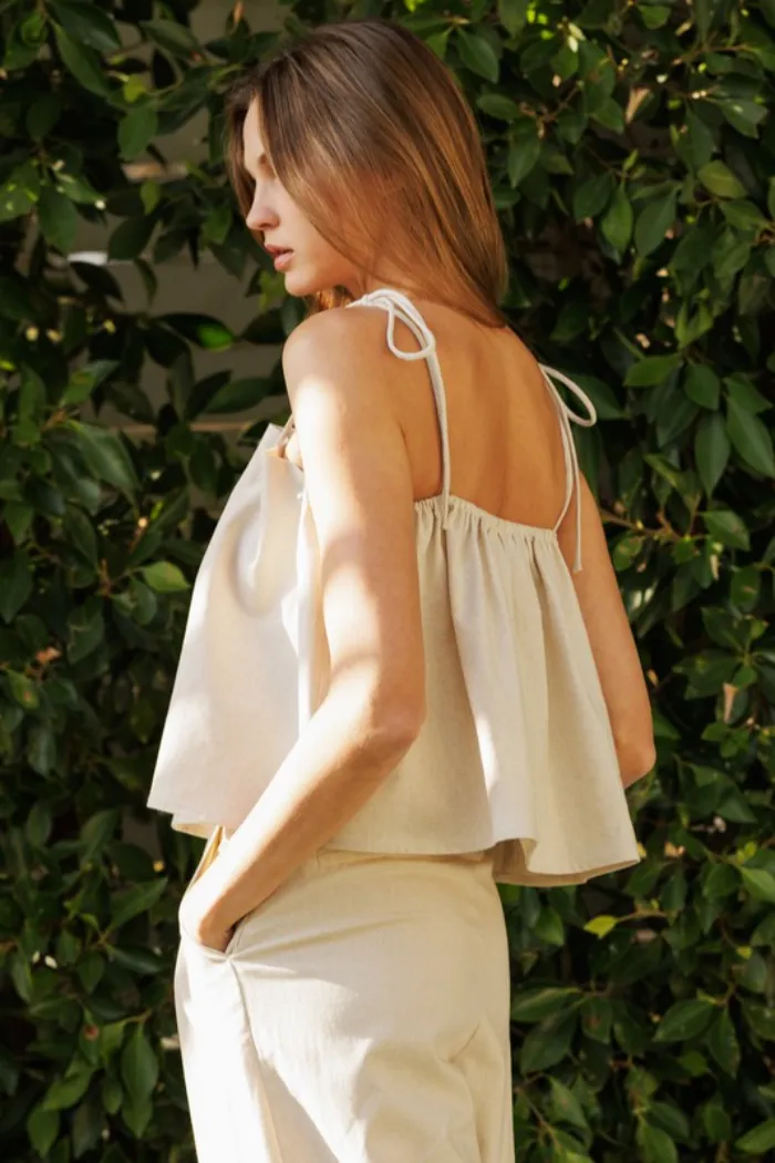 Pearl Detail Linen Top
