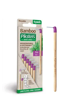 PIKSTERS Bamboo interdental Brush Right Angle Purple Size 1 - 6 Pack