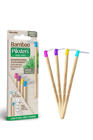 PIKSTERS Bamboo interdental Brush Right Angle Variety 4 Pack
