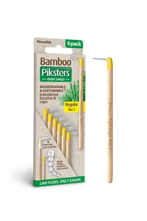 PIKSTERS Bamboo interdental Brush Right Angle Yellow Size 3 - 6 Pack