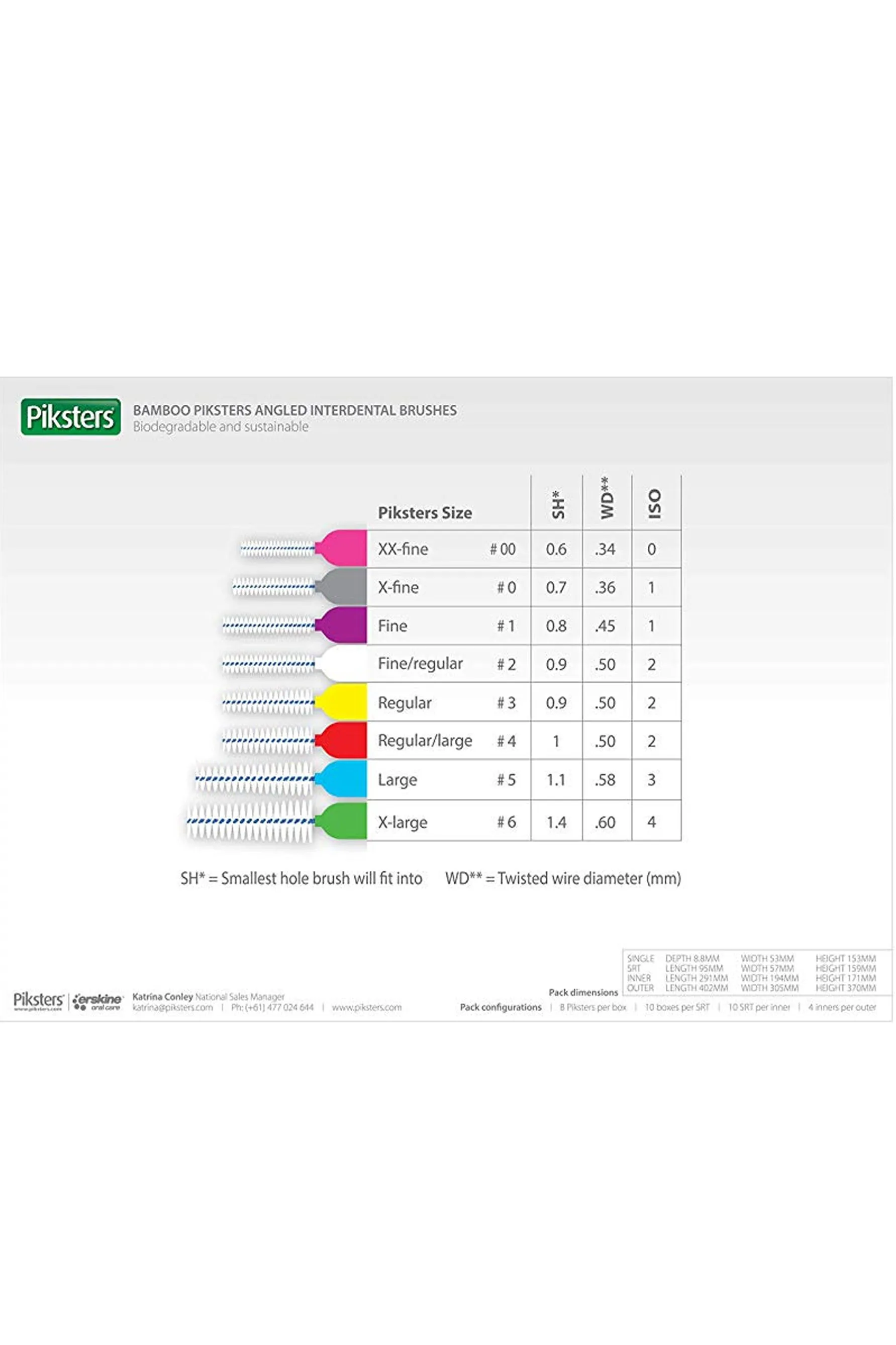 PIKSTERS Bamboo interdental Brush Right Angle Yellow Size 3 - 6 Pack