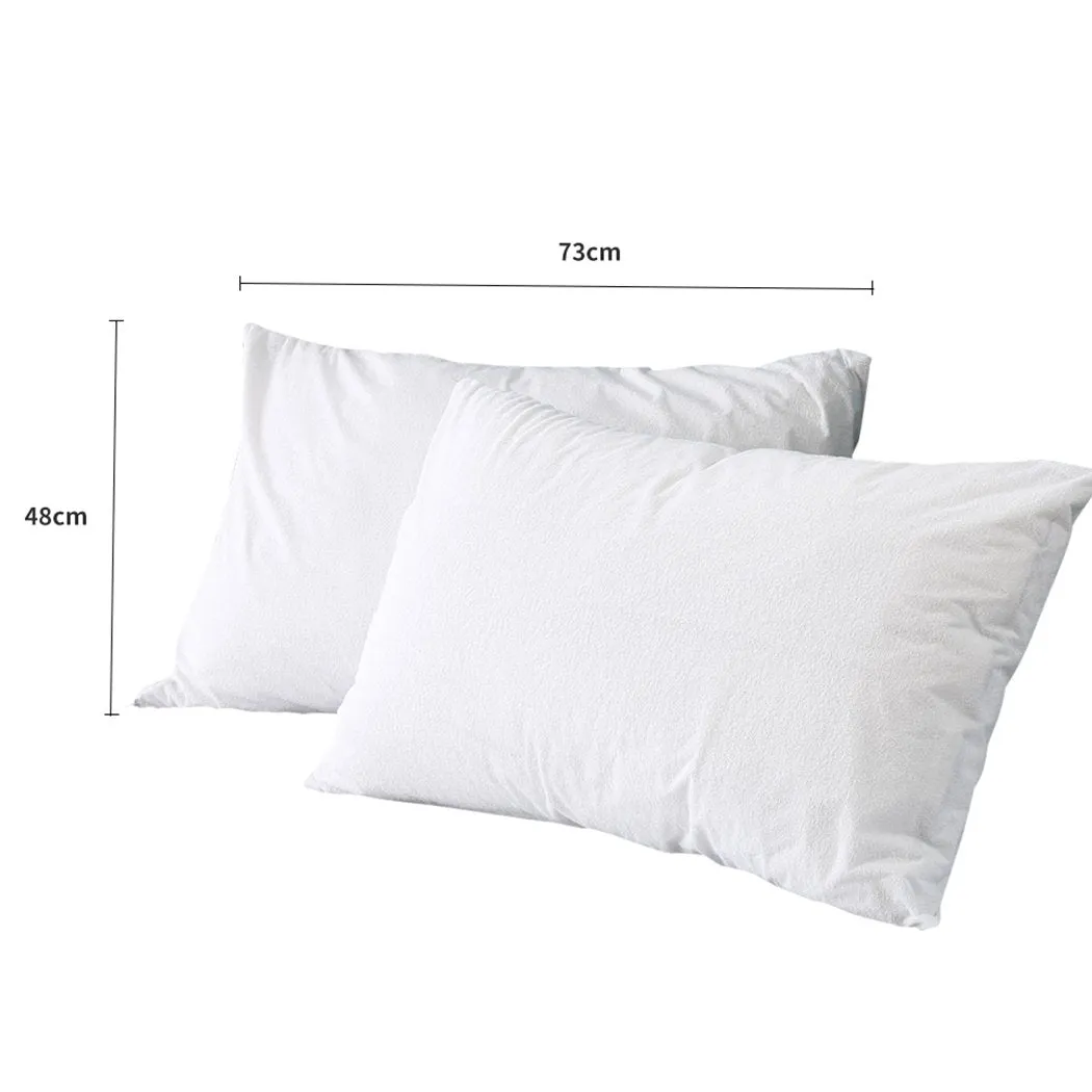 Pillow Protector Pillowcase Cases Cover Terry Cotton Soft Standard x2