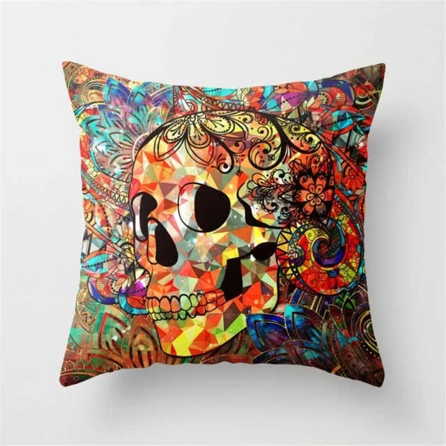Pillowcase Skull Cushion Cover Cotton