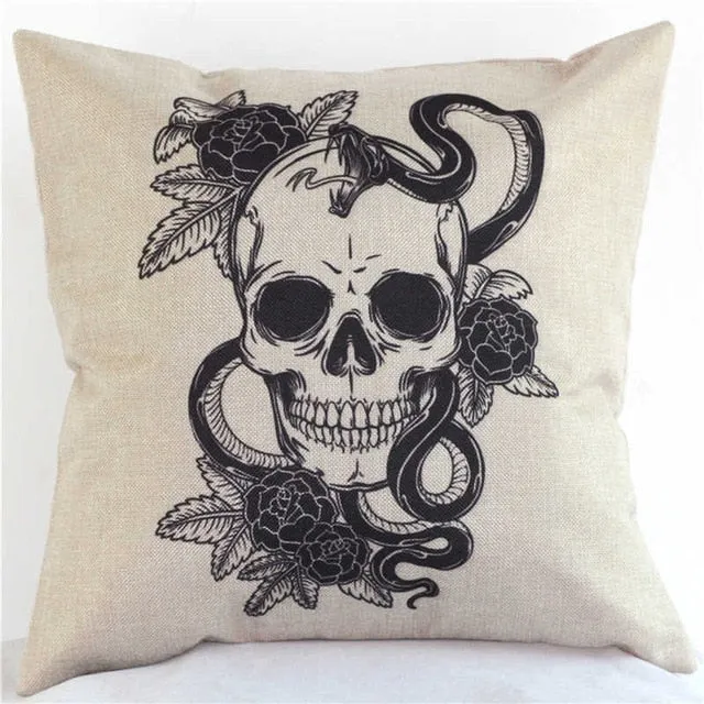 Pillowcase Skull Cushion Cover Cotton