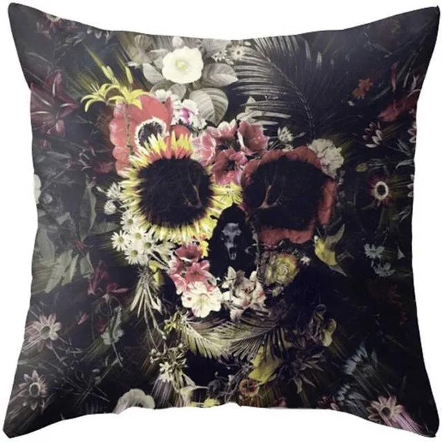 Pillowcase Skull Cushion Cover Cotton