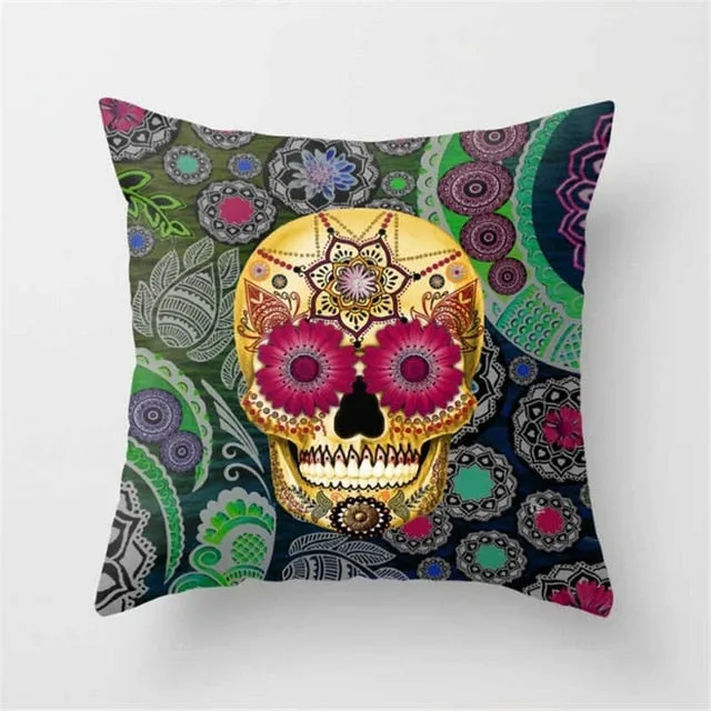 Pillowcase Skull Cushion Cover Cotton