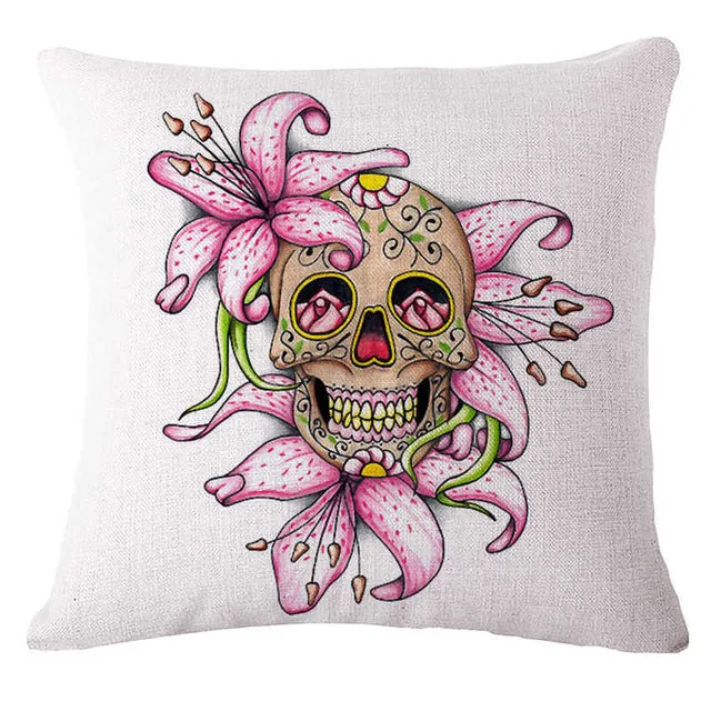 Pillowcase Skull Cushion Cover Cotton