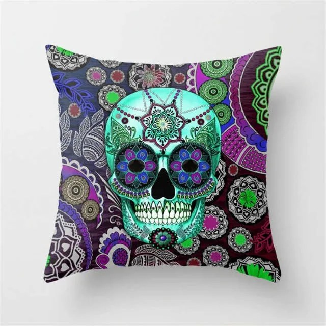 Pillowcase Skull Cushion Cover Cotton