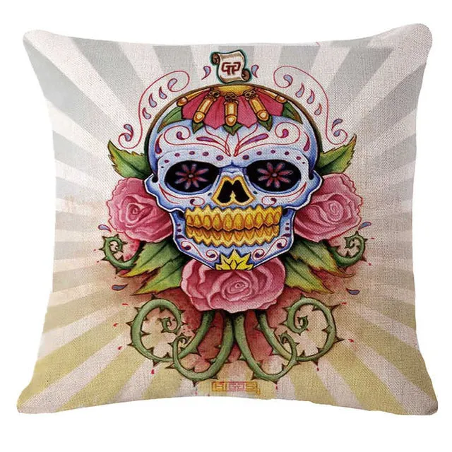 Pillowcase Skull Cushion Cover Cotton