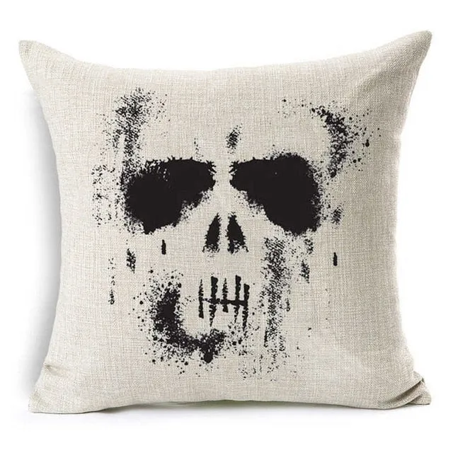 Pillowcase Skull Cushion Cover Cotton