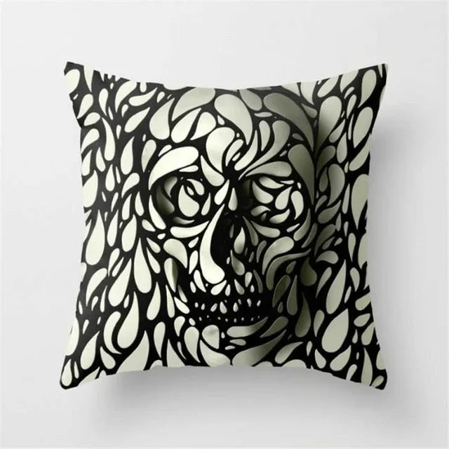 Pillowcase Skull Cushion Cover Cotton
