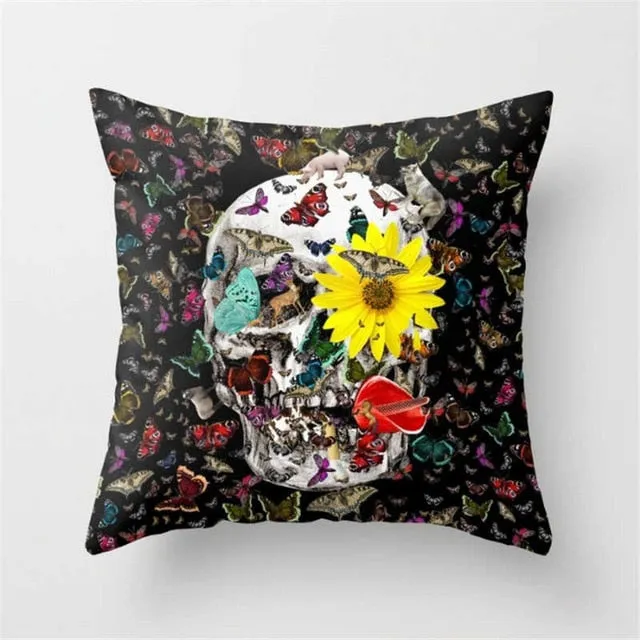 Pillowcase Skull Cushion Cover Cotton