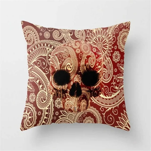 Pillowcase Skull Cushion Cover Cotton