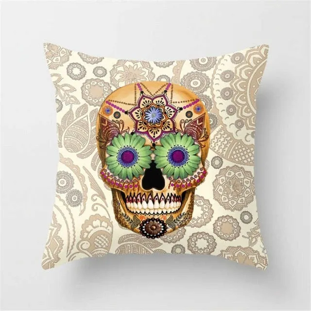 Pillowcase Skull Cushion Cover Cotton