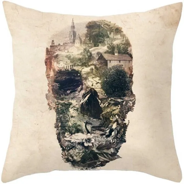 Pillowcase Skull Cushion Cover Cotton
