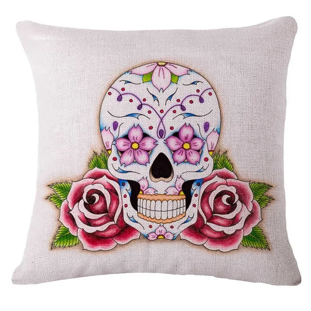 Pillowcase Skull Cushion Cover Cotton