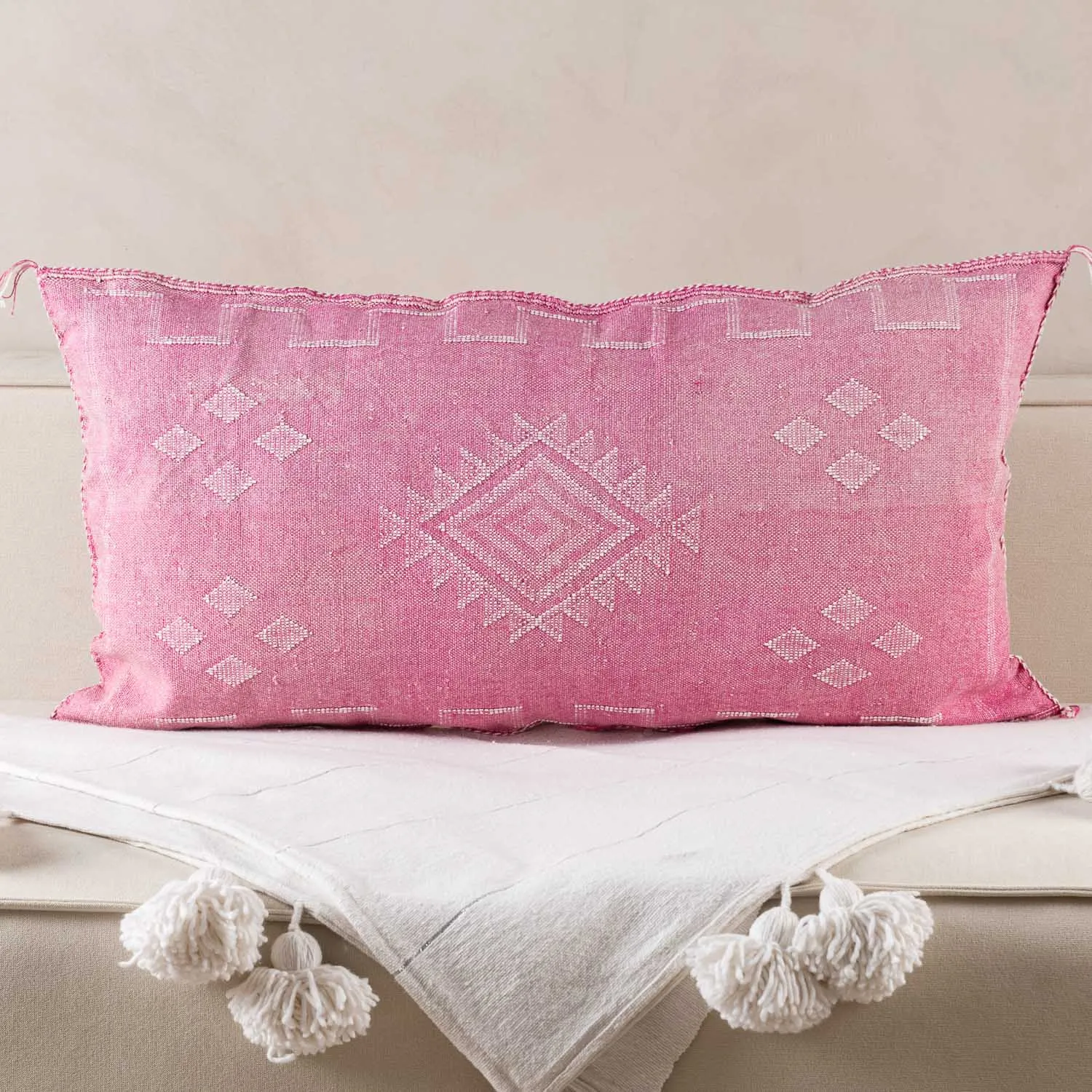 Pink Cactus silk pillow cover