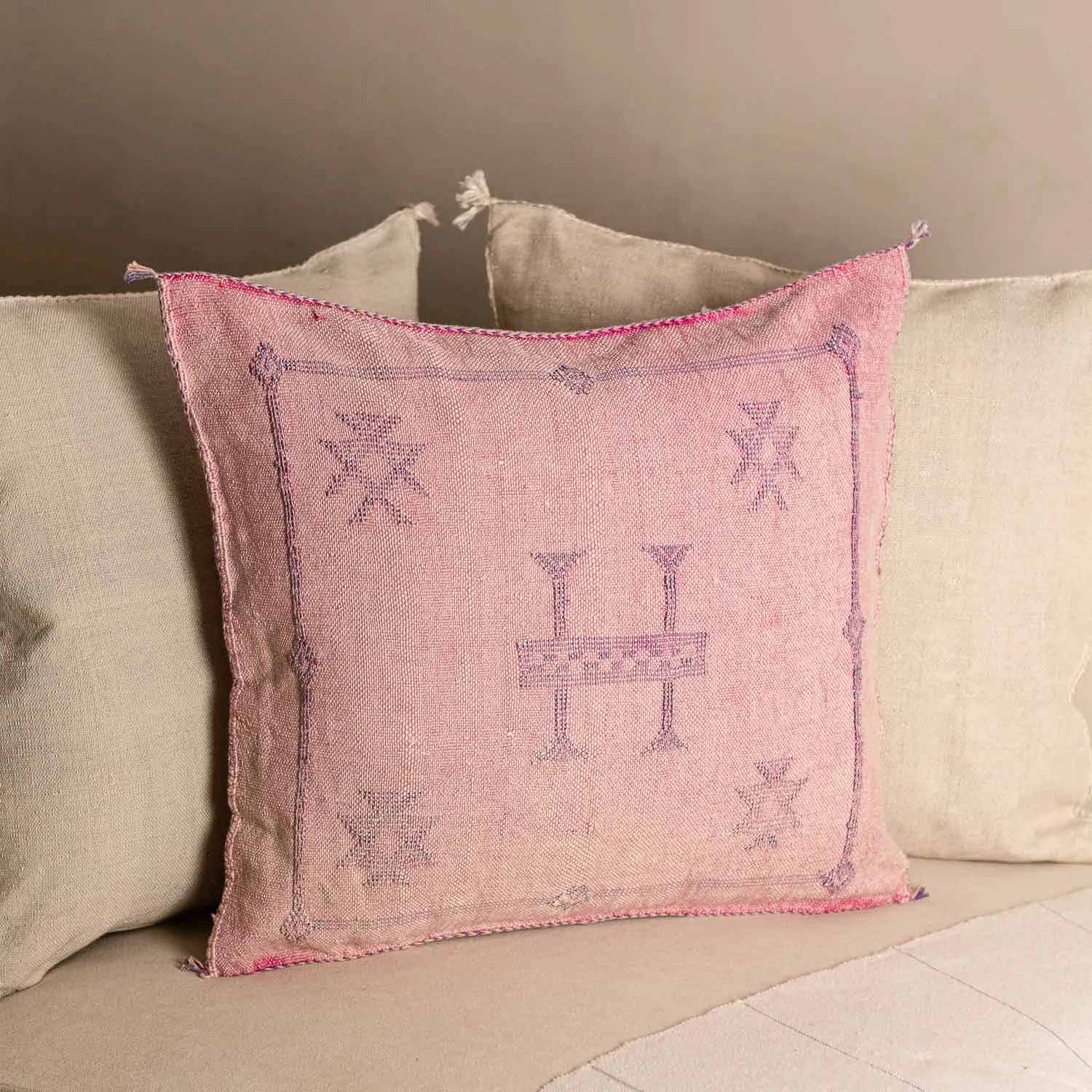 Pink Cactus silk pillow cover