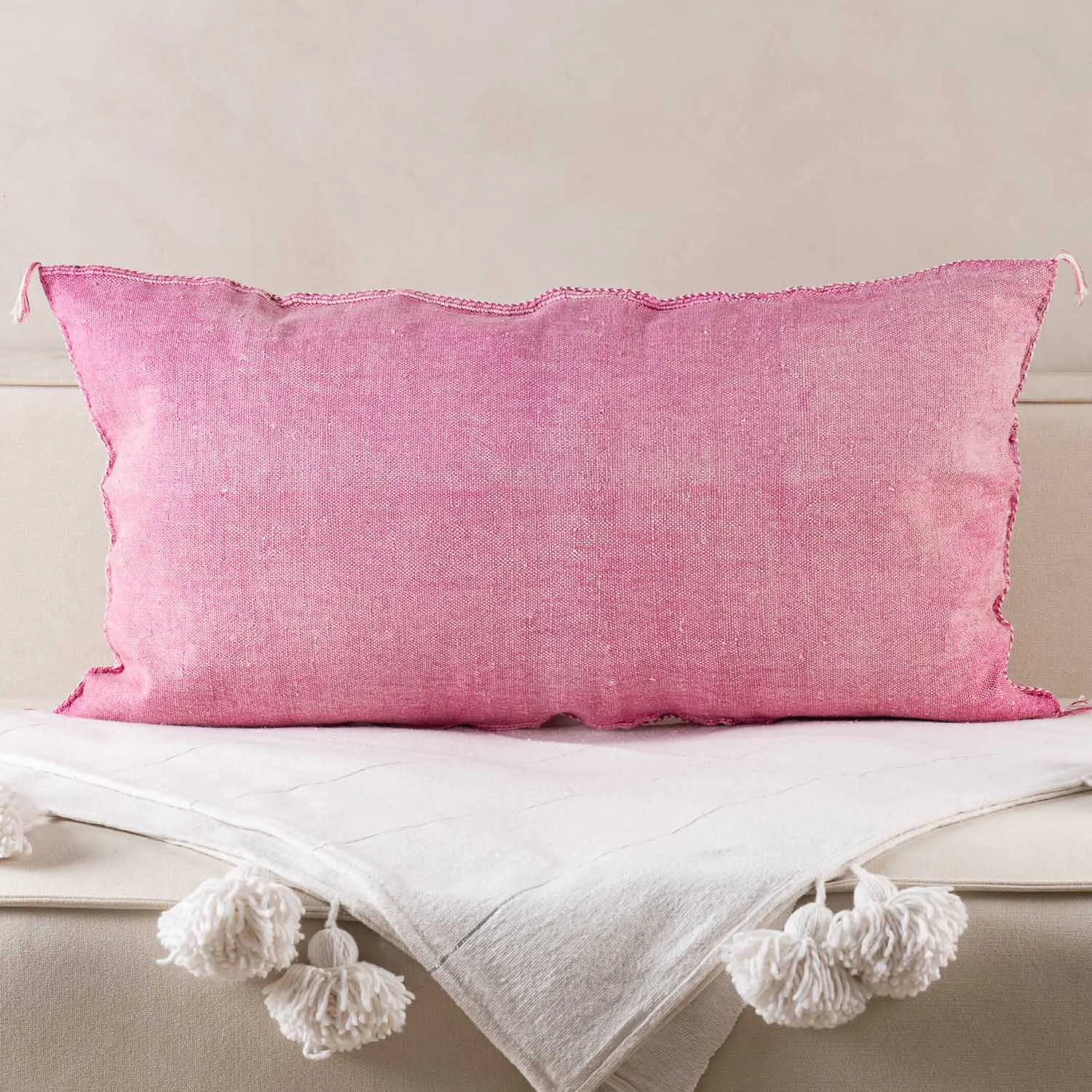 Pink Cactus silk pillow cover