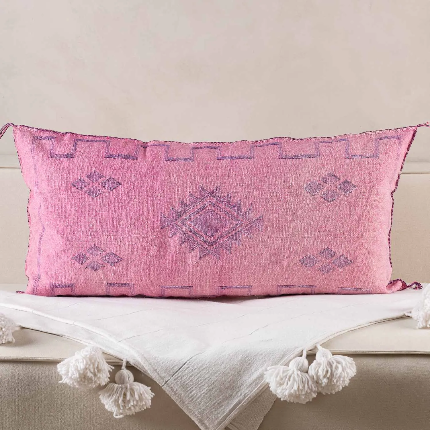 Pink Cactus silk pillow cover