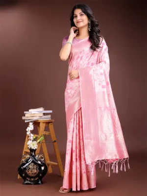 Pink Linen Cotton Saree