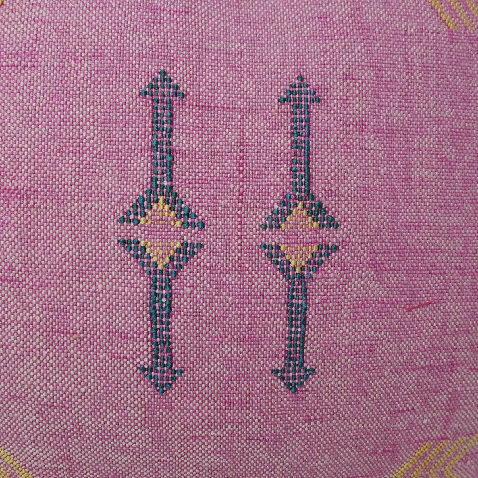 Pink Moroccan Cactus Sabra Silk Pillow