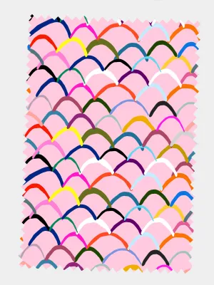 Pink Waves cotton linen per metre