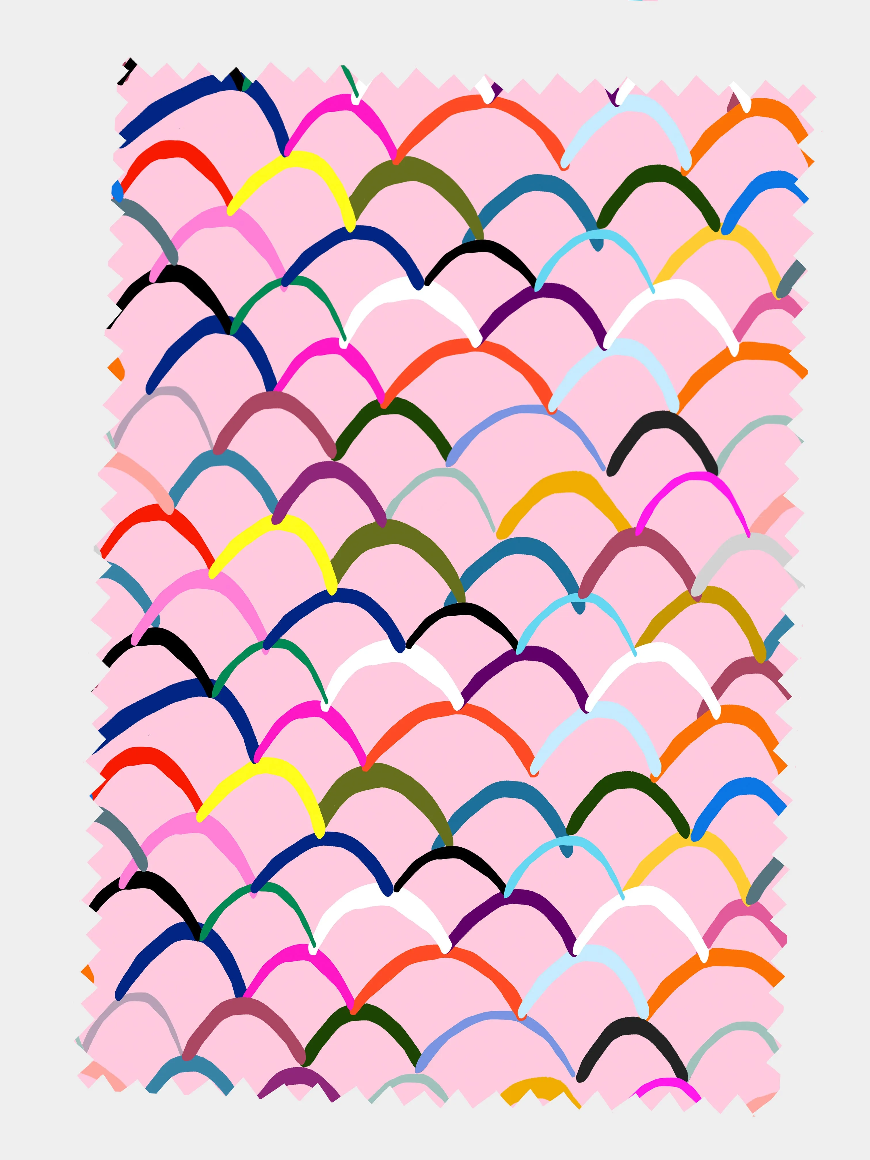 Pink Waves cotton linen per metre