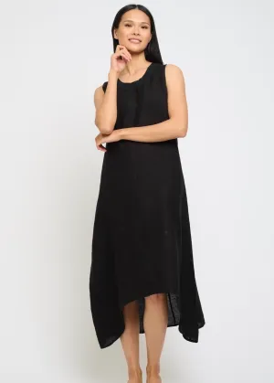 Pistache Linen Maxi Dress with Cotton Trim