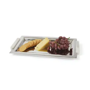 Polished Nickel & Stone Handled Serving Tray