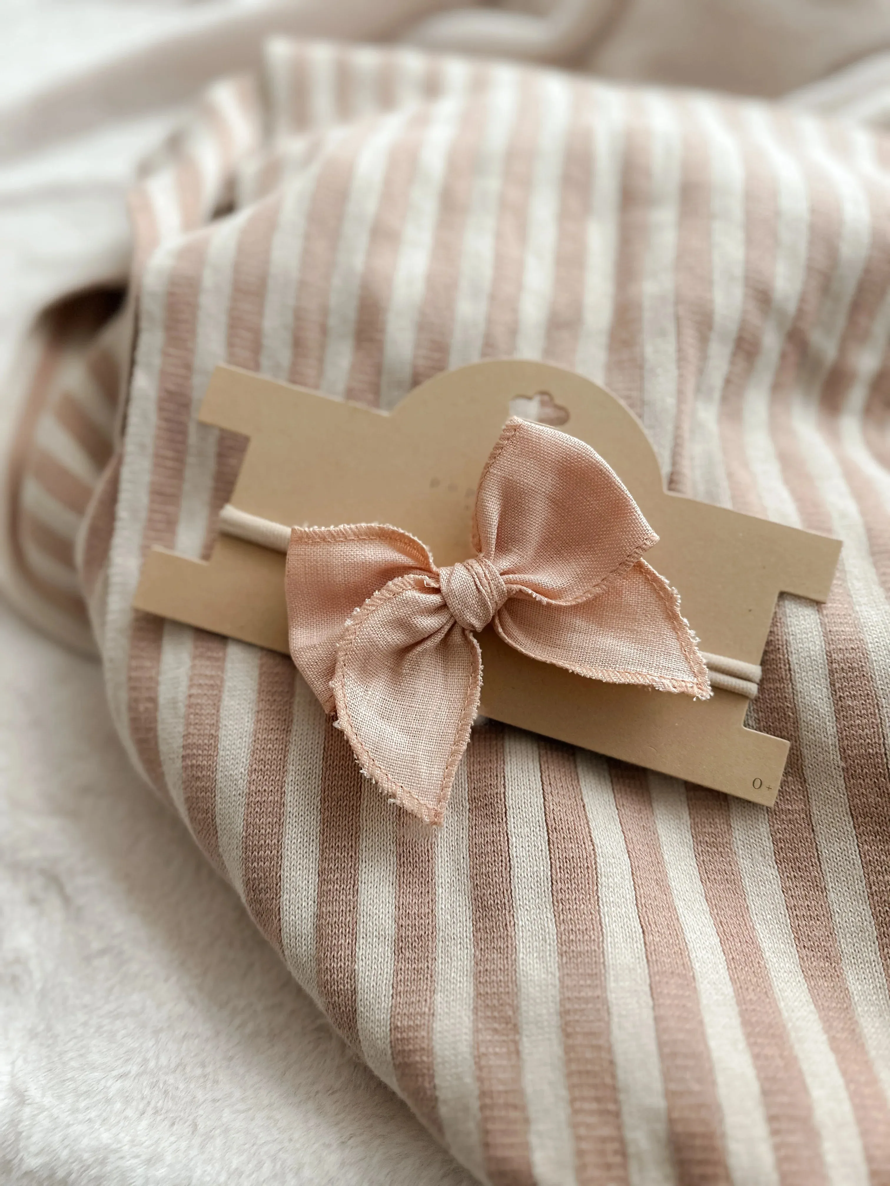 Pop Ya Tot Linen Bow Headband - Blush