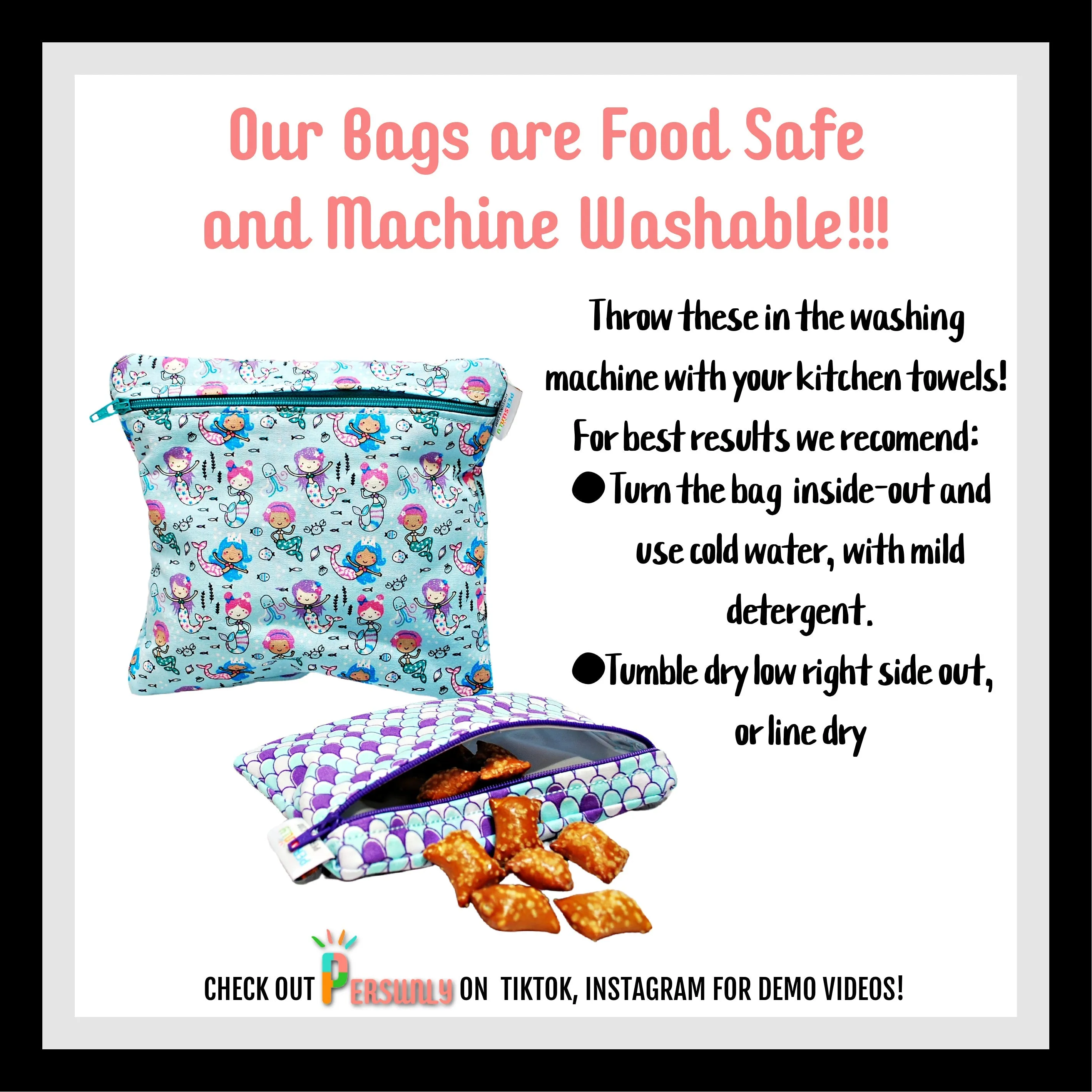 Popcorn Personalized Reusable Food Bag