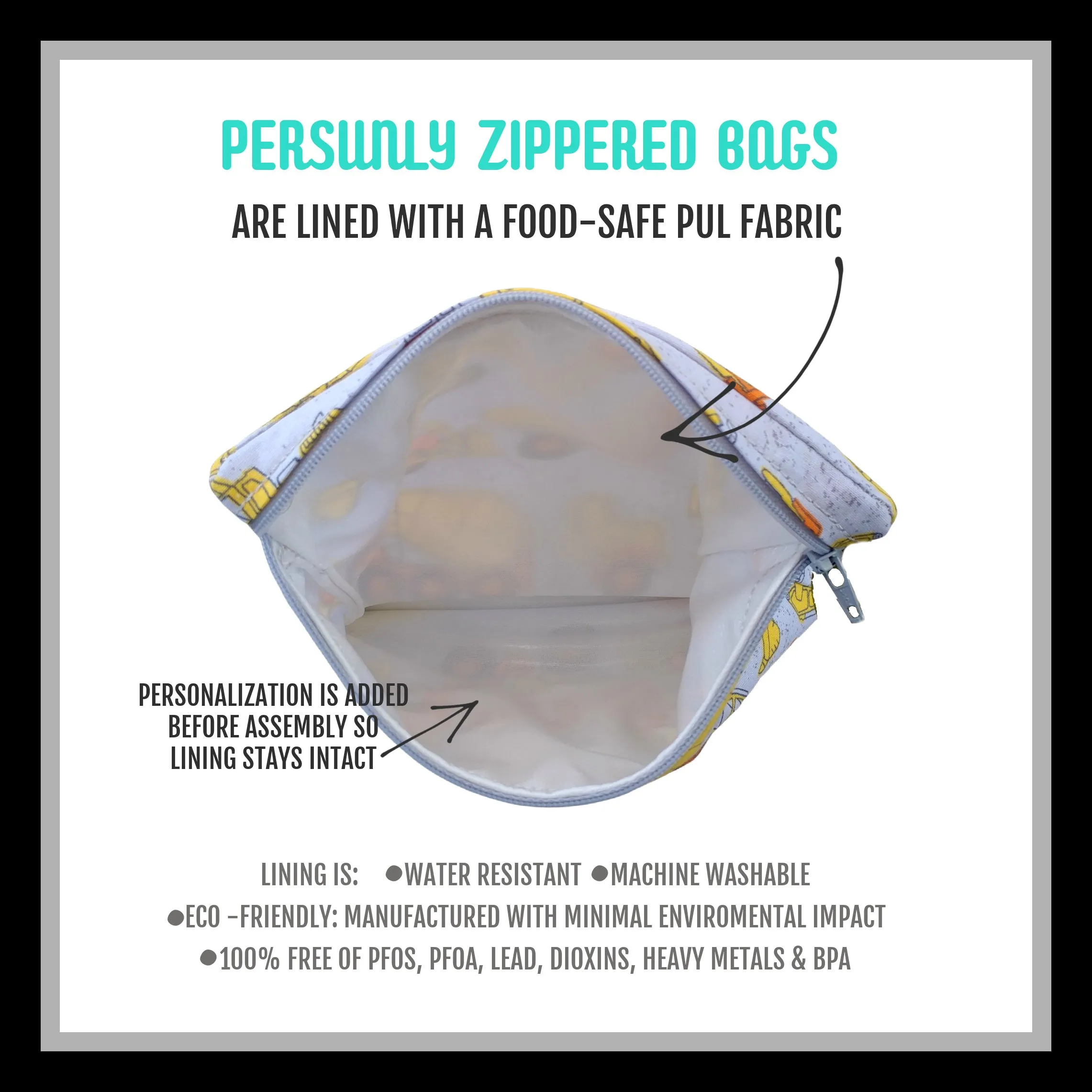 Popcorn Personalized Reusable Food Bag
